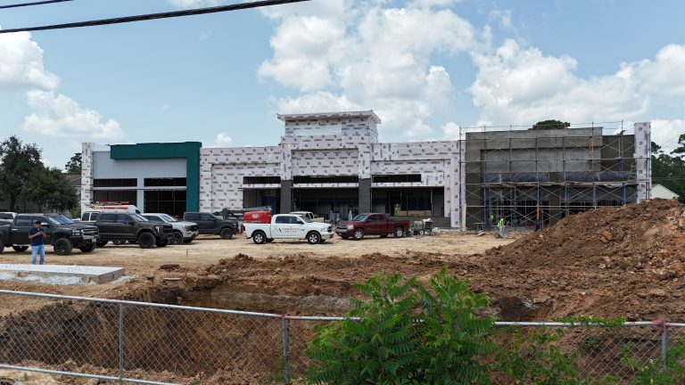 Aerial view of the Red Oak fuel station under construction, July 2025