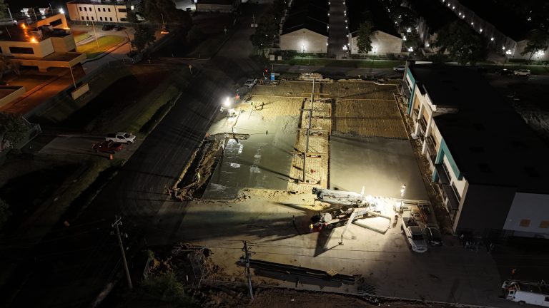 Aerial view of the Red Oak fuel station under construction, August 2025