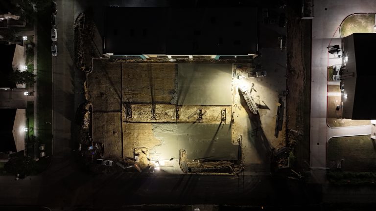 Aerial view of the Red Oak fuel station under construction, August 2025