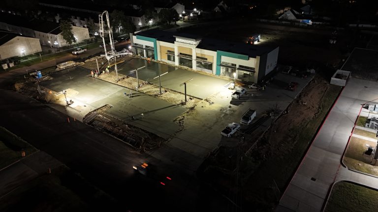 Aerial view of the Red Oak fuel station under construction, August 2025