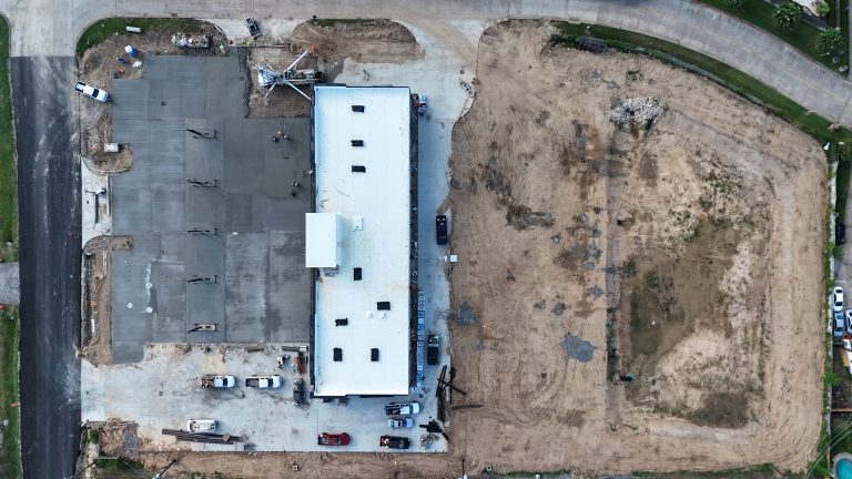 Aerial view of the Red Oak fuel station under construction, August 2025