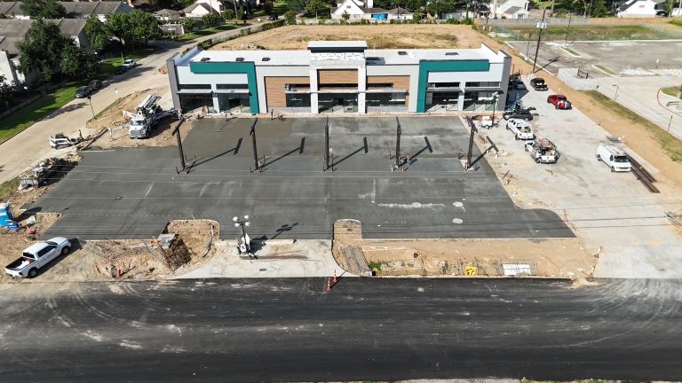 Aerial view of the Red Oak fuel station under construction, August 2025