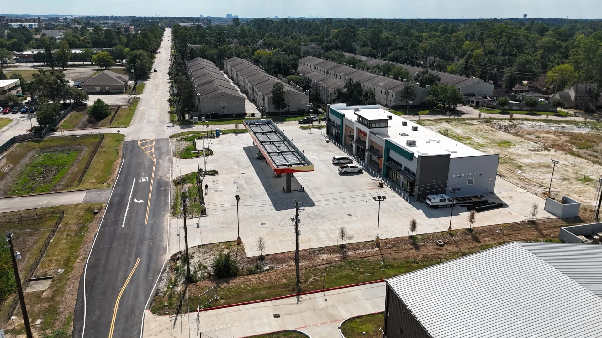 Fuel canopy and paved forecourt at the Red Oak development